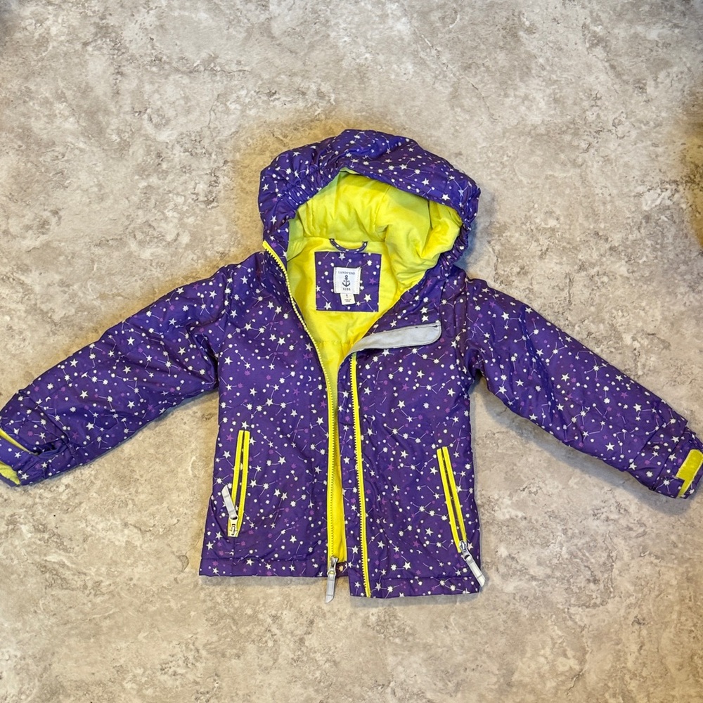 Lands' End Purple and Yellow Kids Raincoat